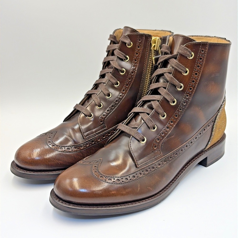 The Office of Angela Scott Mr Harrison Patent Leather Lace Up‎ Ankle Boots 38/8